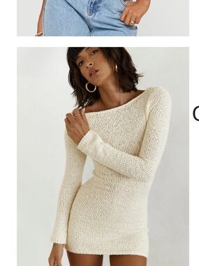 Princess Polly Cream Off-Shoulder Knit Mini Dress